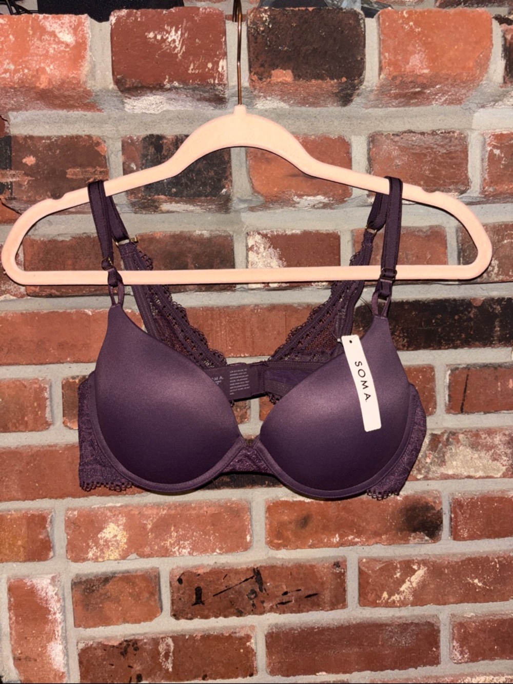 NEW! Soma Plum Lace T-Shirt Bra with Smooth Molded Cups 38B